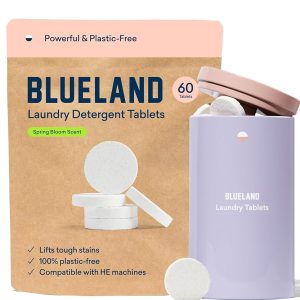 BLUELAND Spring Bloom Scent Laundry Detergent Pill Starter Set – Eco-Pleasant, Plastic-Free Various to Sheets, Pods, and Liquids – Pure, Mild, Plant-Based mostly – 60 Masses