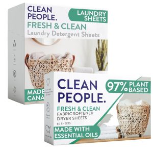 Clear Folks Extremely Concentrated Laundry Detergent Strips and Cloth Softener Sheets – Plant-Primarily based, Eco-Pleasant Laundry Detergent (96 Strips) and Dryer Sheets (160 Sheets) in…