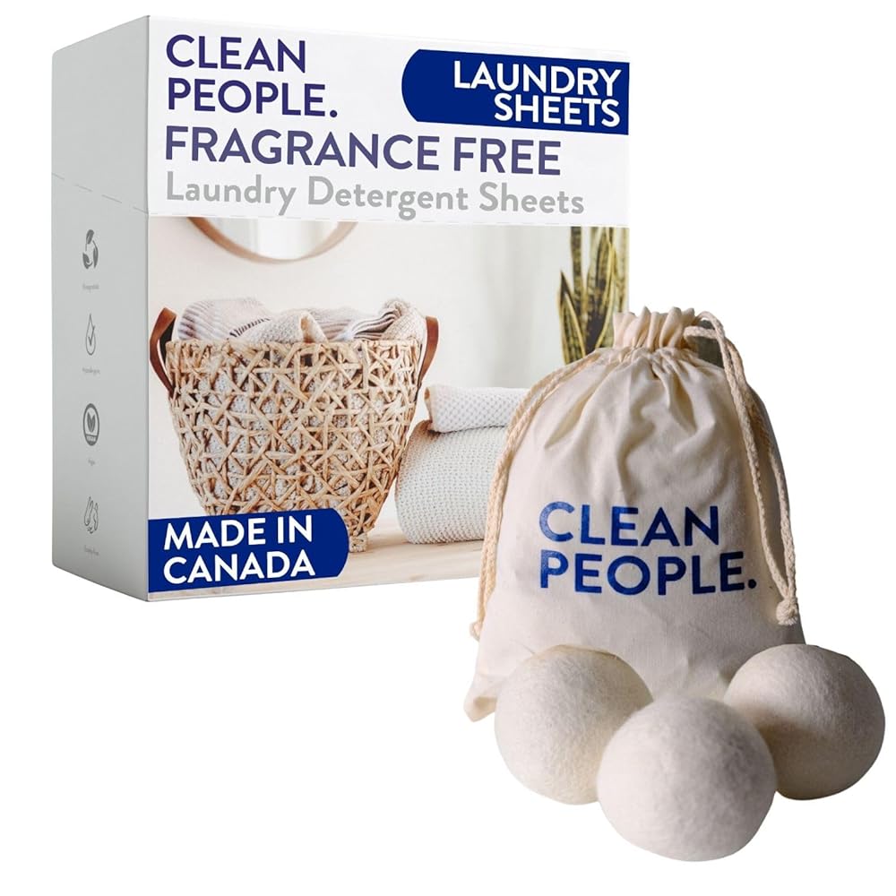 Clear Folks Extremely Concentrated Laundry Detergent Strips – Perfume-Free, 100% New Zealand Wool Dryer Balls – 3 Pack, Plant-Primarily based and Eco-Pleasant Laundry Detergent 32 Depend &…