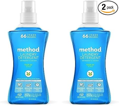 Methodology Liquid Laundry Detergent, Recent Air Scent, 66 Hundreds, Biodegradable and Plant-Based mostly Stain Remover, 53.5 Fl Oz (Set of two)